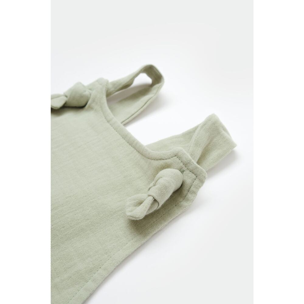 Organic Cotton Baby Overalls Green 9-12M GOTS Certified Romper - Picture 5 of 8